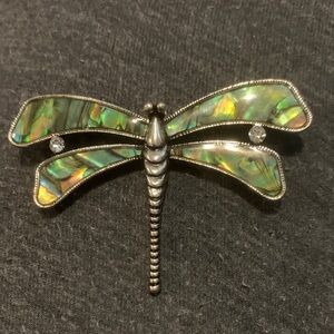 Dragonfly Brooch with Iridescent Wings